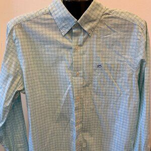 Southern Tide Trim Fit Shirt Mens Medium Green Blue Plaid Button Down